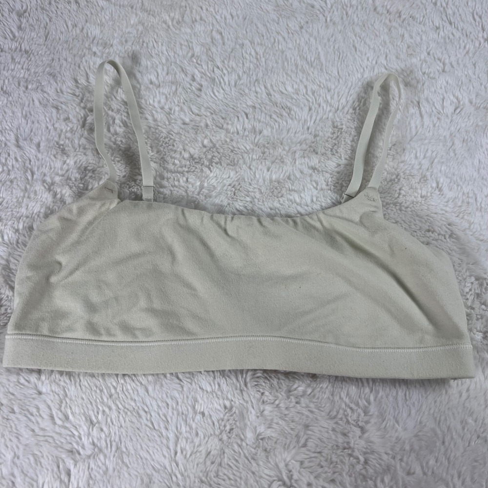 SKIMS Cotton Jersey Bralette Bone White Adjustable Straps Size Small RN 158973